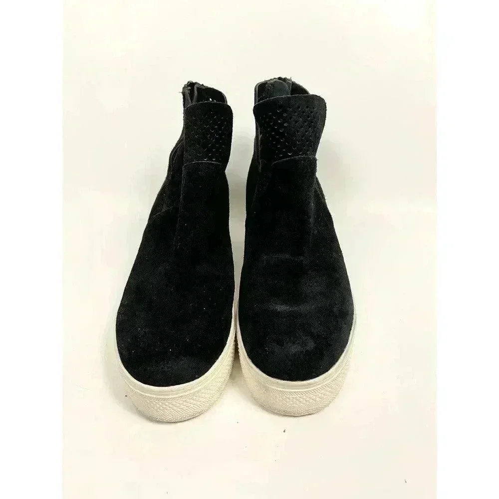 Steve Madden Black‎ Suede Leather Platform Shoes Sz 9 Wedge Sneakers